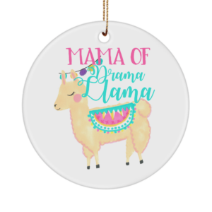 Llama Ornament - Mama Drama Lama - Birthday Mothers Day Gifts For Women Mom Desk Accessory White
