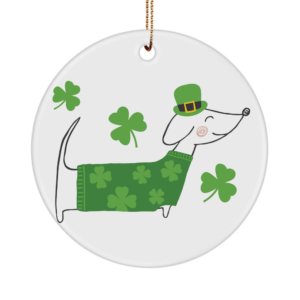Dachshund Ornament St Patricks Dachshund Birthday Christmas Desk Accessory Gift Ideas White