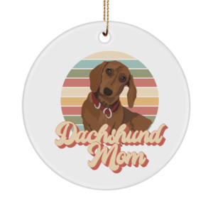 Dachshund Mom Ornament Vintage Silhouette 60s 70s Retro Grunge Desk Accessory Gift Ideas Women White