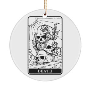 Creepy Ornament - Tarot Skull Ornament Death - Birthday, Holiday, Spooky Desk Accessory Gift Ideas For Men And Women White