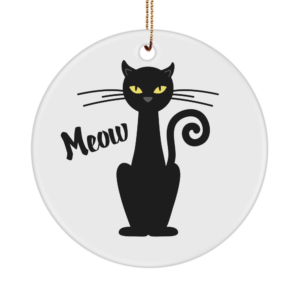 Black Cat Ornament - Meow Cat Lover Ornament – Black Cat Desk Accessory Gift For Women And Girls White