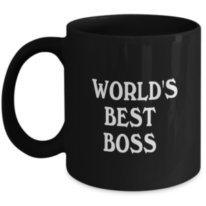 World's Best Boss Mug, Double Sided Imprint, Desk Accessory For The Office