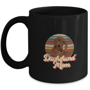 Dachshund Mom Mug Vintage Silhouette 60s 70s Retro Grunge Desk Accessory Gift Ideas Women