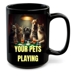 Dogs and Cats Playing Poker in a Smoky Backroom