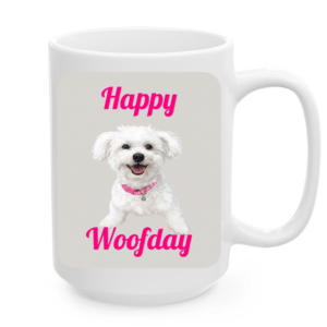 Modern Clean White Mug Happy Woofday