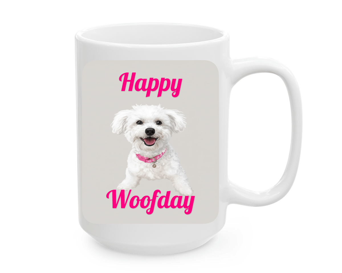 Modern Clean White Mug Happy Woofday